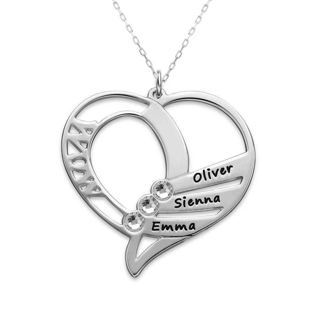 Engraved Mother Heart Necklace in 10K White Gold-3 product photo