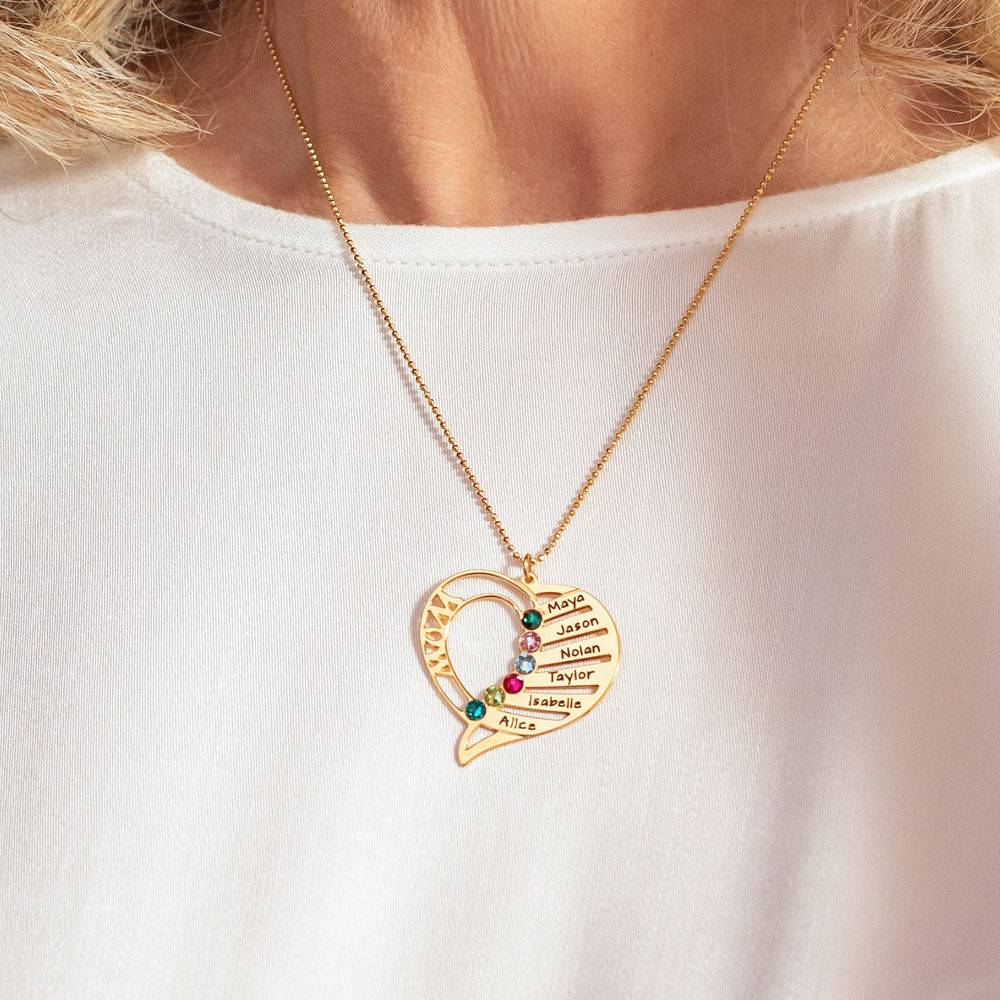 Engraved Mother Heart Necklace in 10K Solid Gold-6 product photo