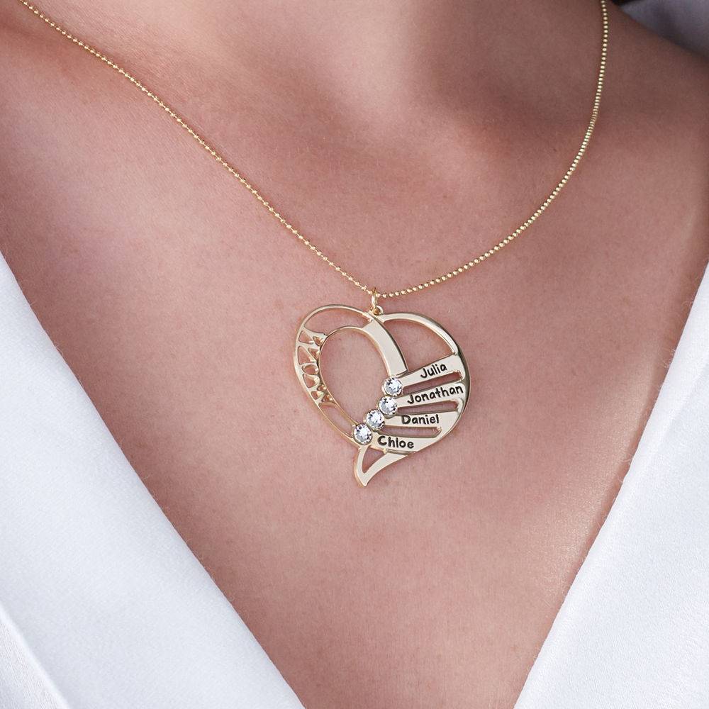 Engraved Mother Heart Necklace in 10K Solid Gold-2 product photo