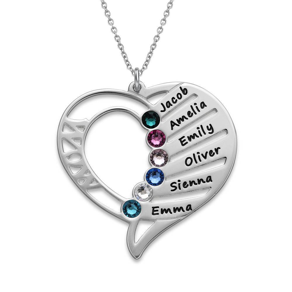 Engraved Mother Heart Necklace in Sterling Silver-5 product photo