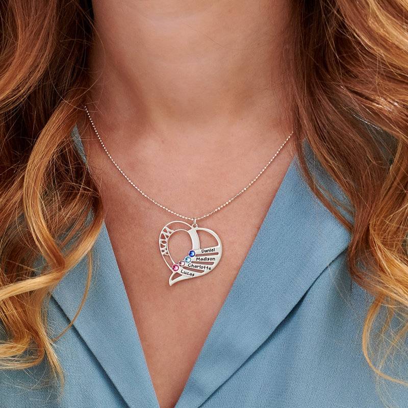 Engraved Mother Heart Necklace in Sterling Silver-5 product photo