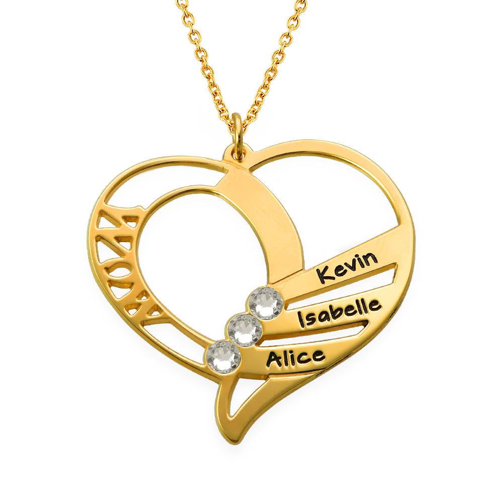 Engraved Mom Birthstone Necklace in Vermeil-4 product photo