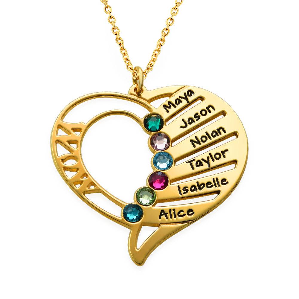 Engraved Mom Birthstone Necklace in Vermeil-2 product photo