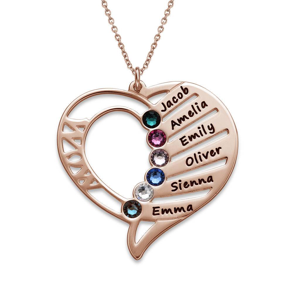 Engraved Mother Heart Necklace in Rose Gold Plated-6 product photo