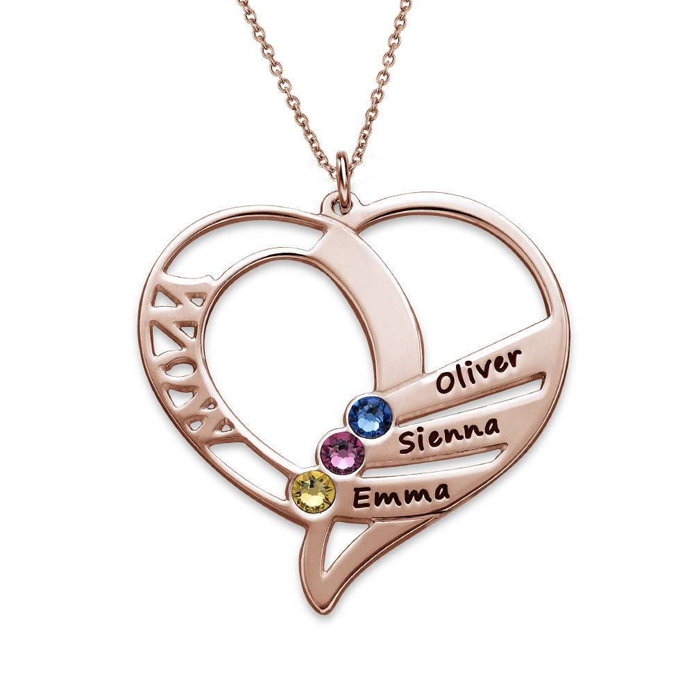 Engraved Mother Heart Necklace in Rose Gold Plated-1 product photo