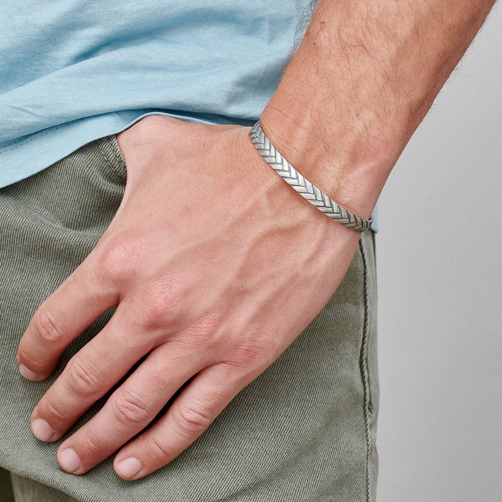 Streamline Cuff Bracelet for Men with Engraving-2 product photo