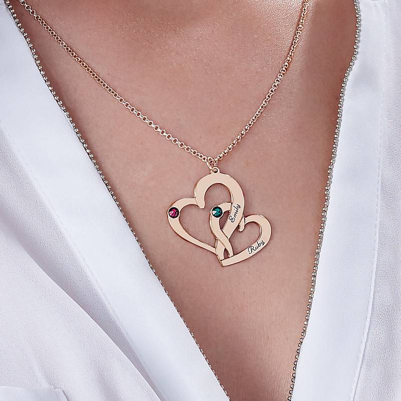 Rose Gold Plated Heart in Heart Necklace-2 product photo