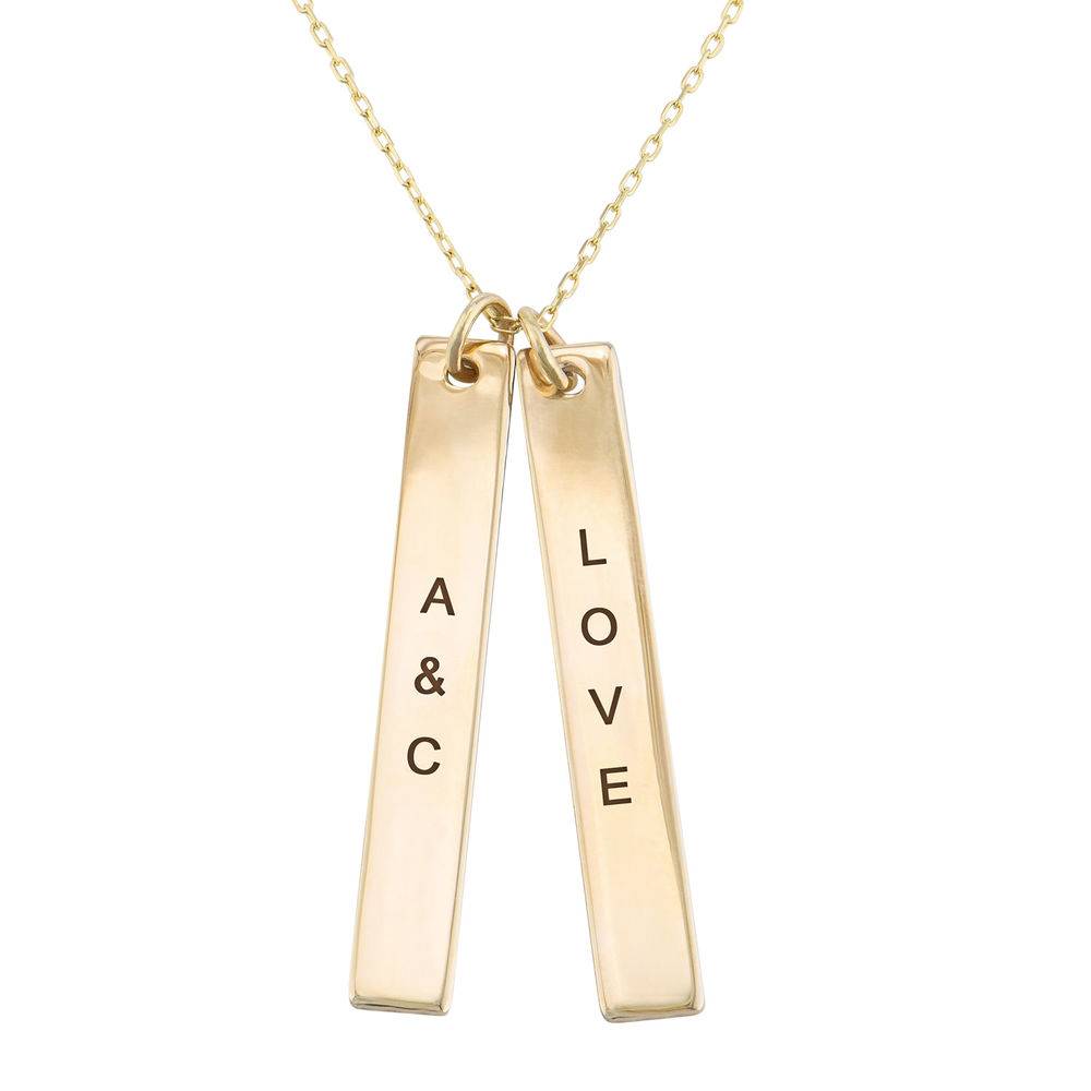 Personalized Vertical Bar Necklace in 10K Yellow Gold-3 product photo