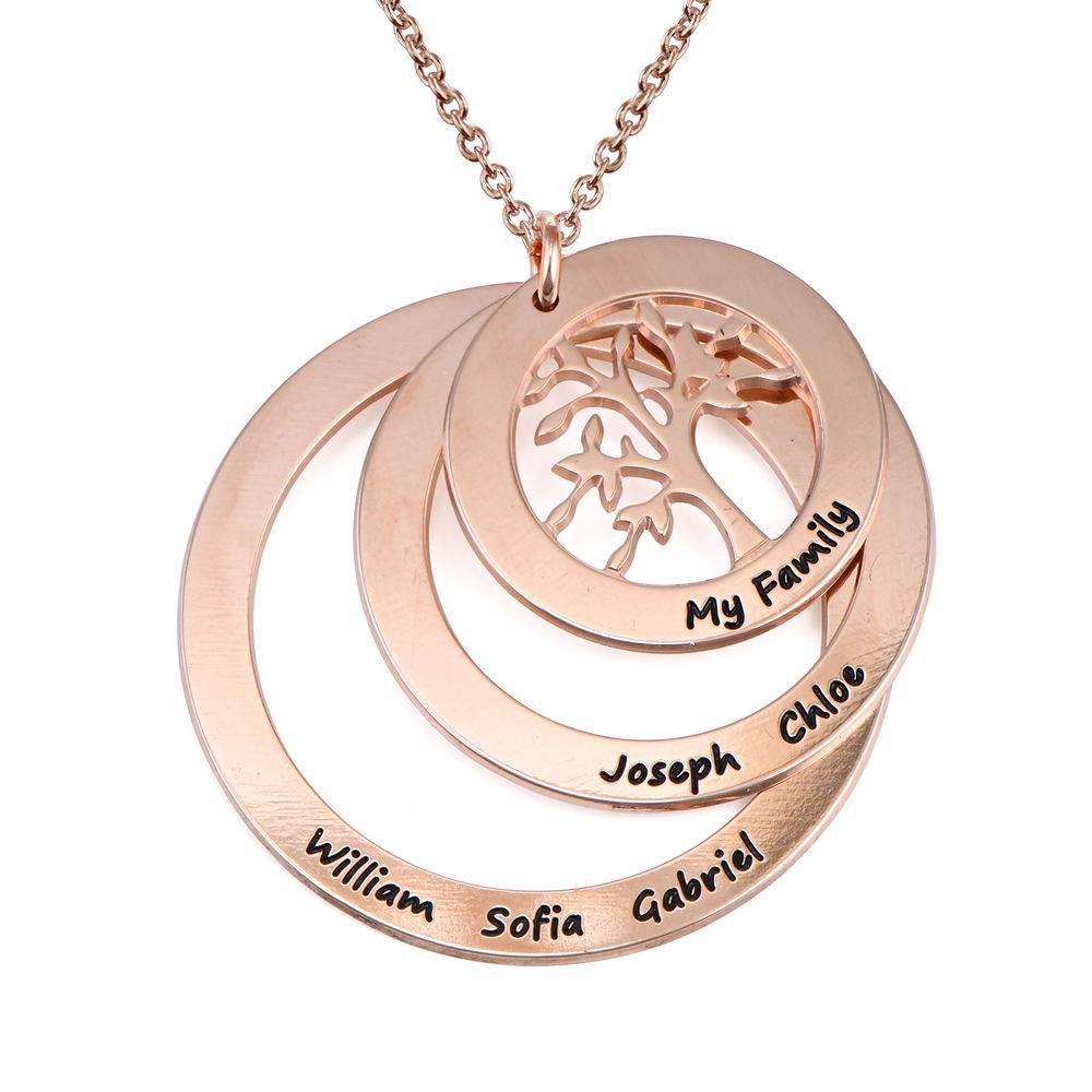 Family Circle Necklace with Hanging Family Tree - Rose Gold Plated-4 product photo