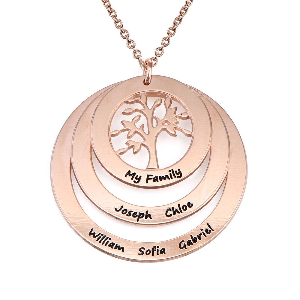 Family Circle Necklace with Hanging Family Tree - Rose Gold Plated-2 product photo