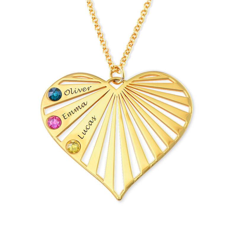 Mom Heart Gold Plated Necklace with Birthstones-6 product photo