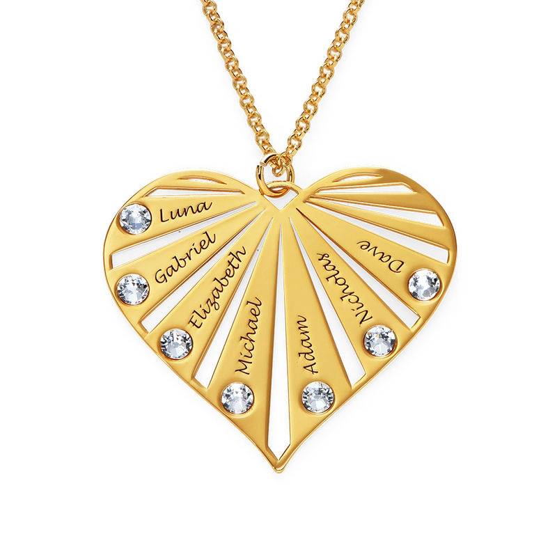 Mom Heart Gold Plated Necklace with Birthstones-2 product photo
