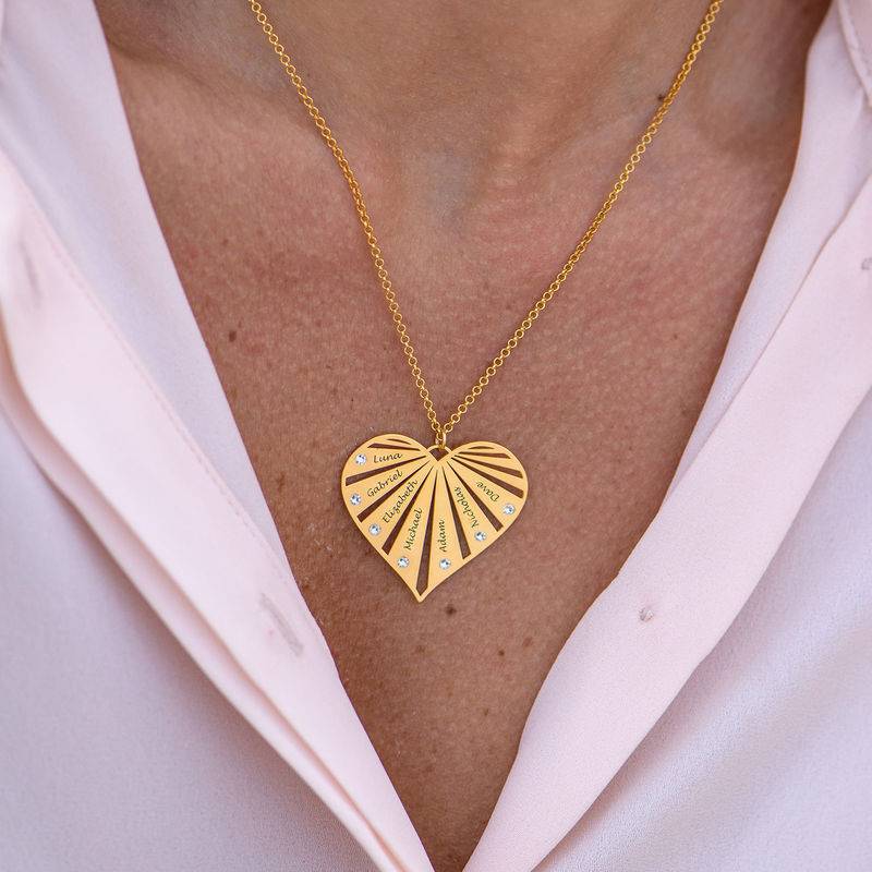 Family Necklace with Diamonds in 18k Gold Vermeil-2 product photo