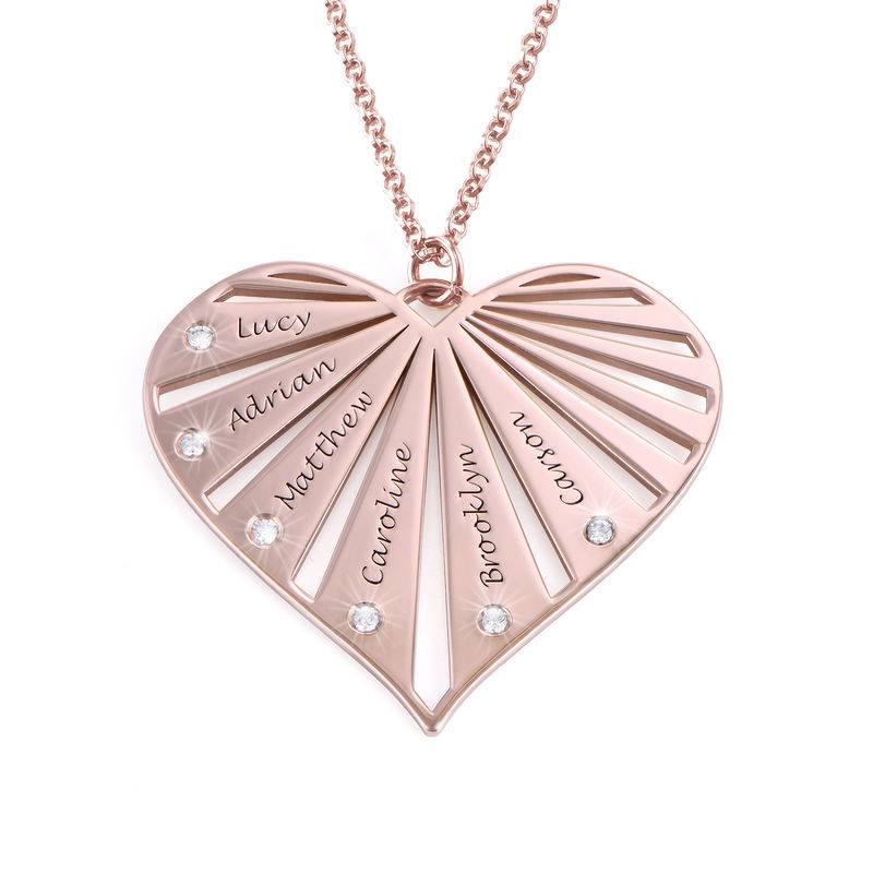 Family Necklace with Diamonds in Rose Gold Plating-4 product photo