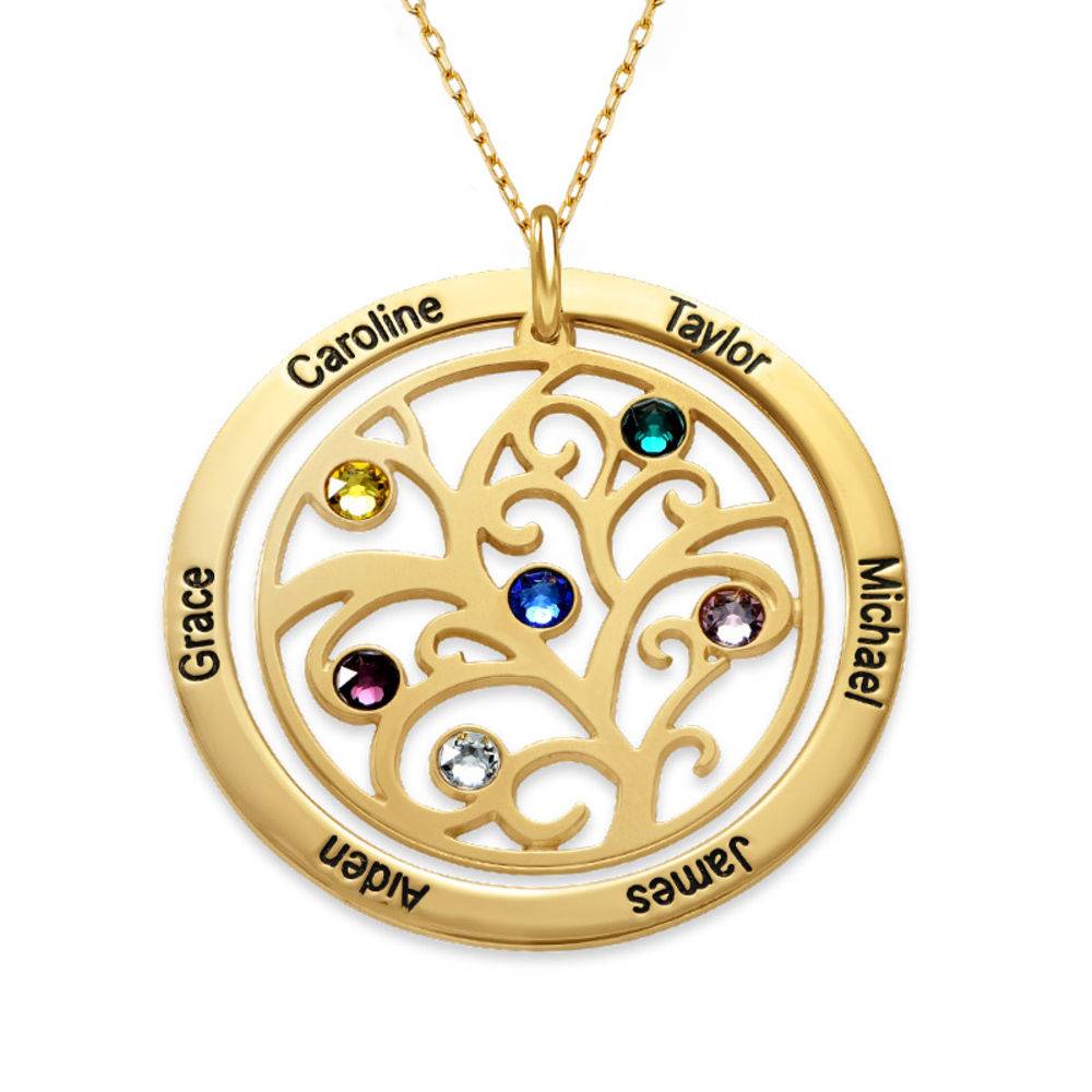 Personalized Birthstone Family Tree Necklace in 10K Gold-1 product photo
