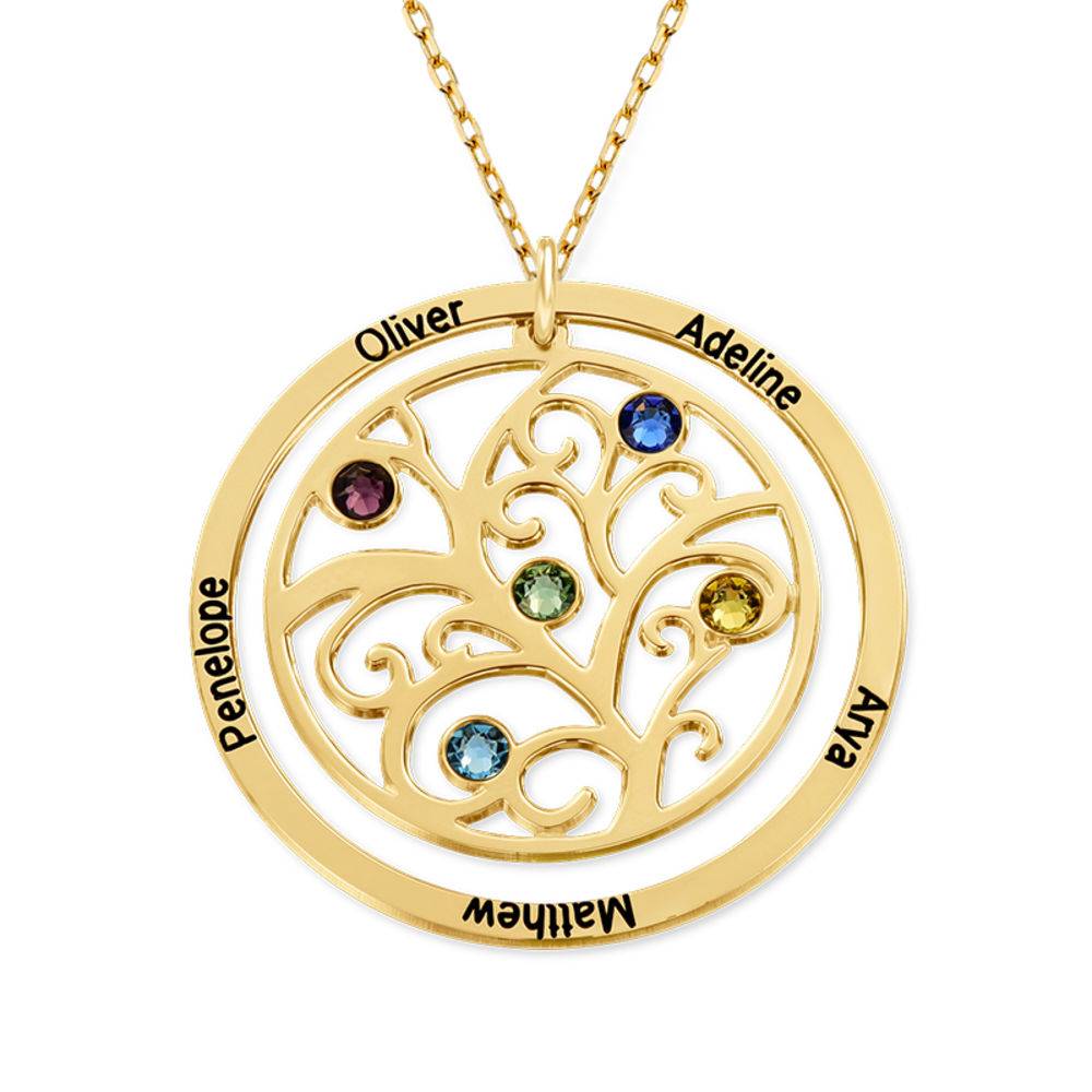 Personalized Birthstone Family Tree Necklace in 10K Gold-5 product photo