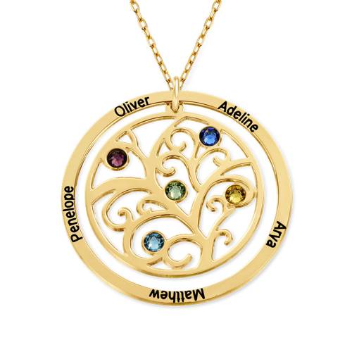 Personalized Birthstone Family Tree Necklace in 10K Gold product photo