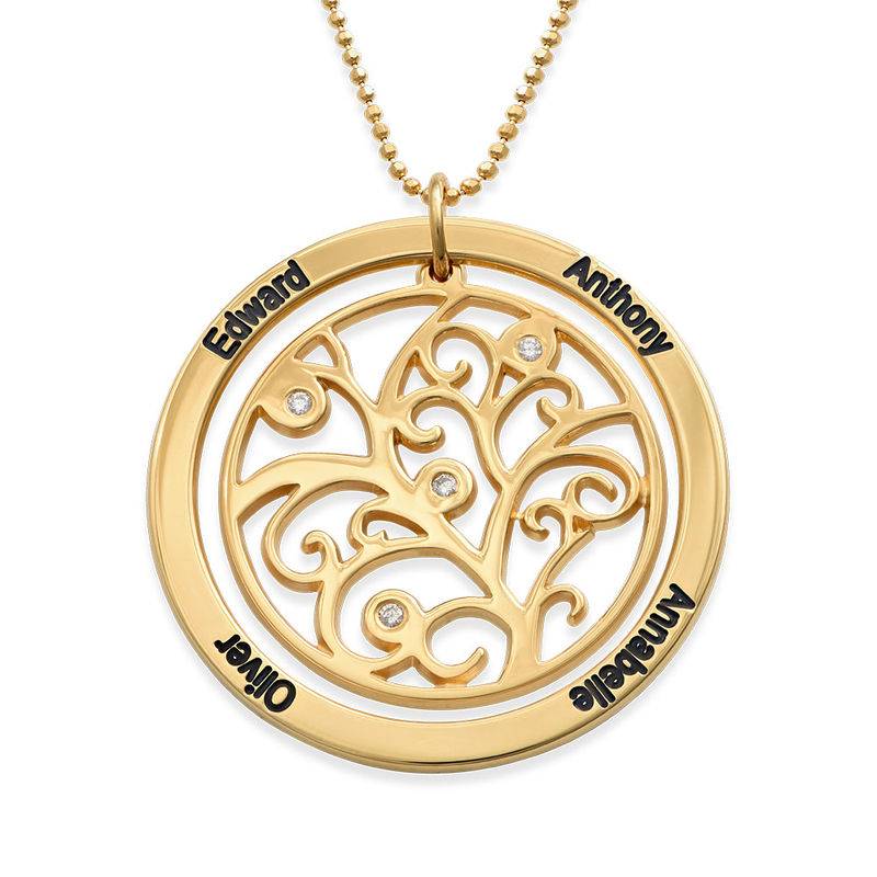 Family Tree Birthstone Necklace Gold Plated with Diamonds-1 product photo