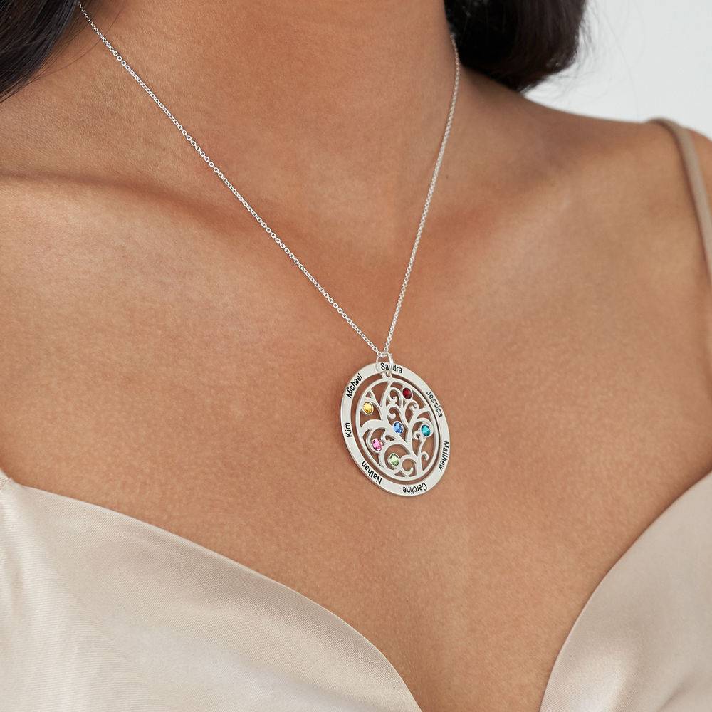 Family Tree Birthstone Necklace in Premium Silver-4 product photo
