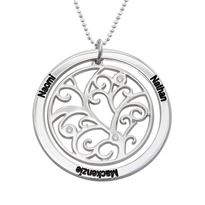 My Family Tree Necklace in Sterling Silver with Diamonds-3 product photo