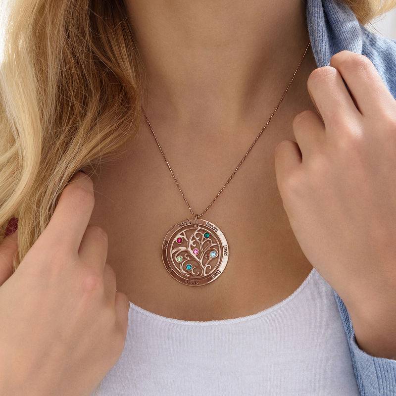 Family Tree Birthstone Necklace with Rose Gold Plating-1 product photo