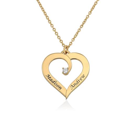 Engraved Diamond Necklace in Gold Plating product photo