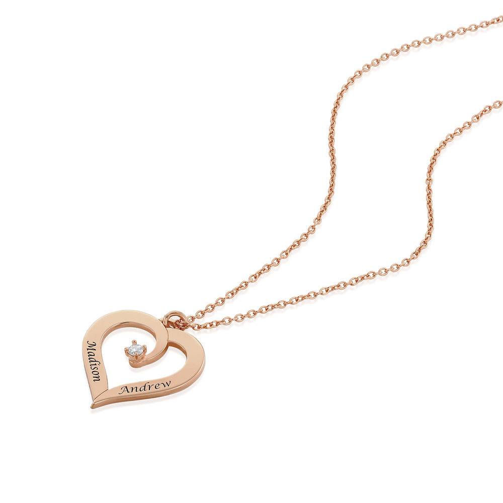 Engraved Diamond Necklace in Rose Gold Plating-2 product photo