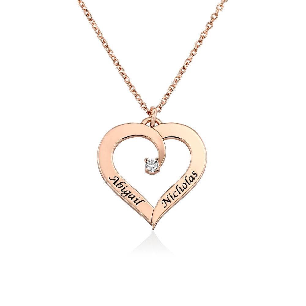 Engraved Diamond Necklace in Rose Gold Plating-1 product photo