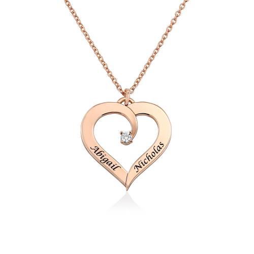 Engraved Diamond Necklace in Rose Gold Plating product photo
