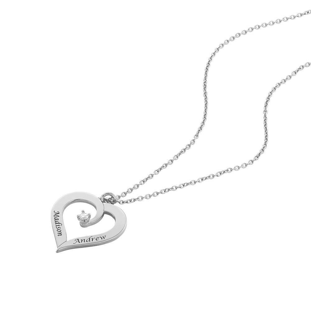 Engraved Diamond Necklace in Sterling Silver-1 product photo