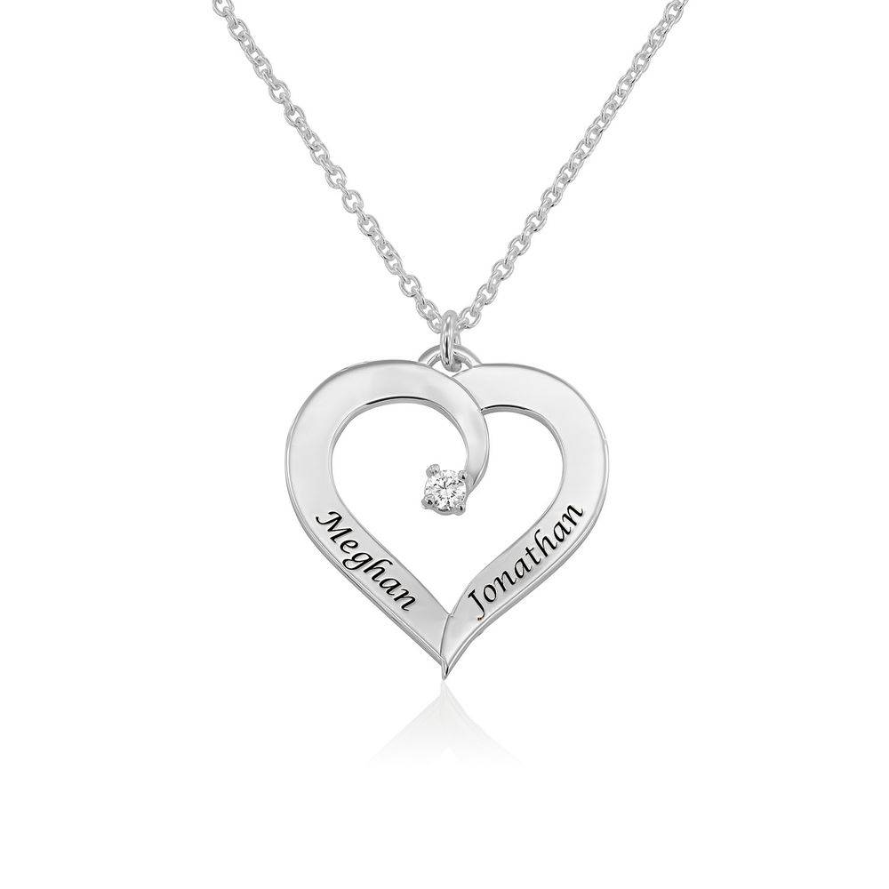 Engraved Diamond Necklace in Sterling Silver product photo