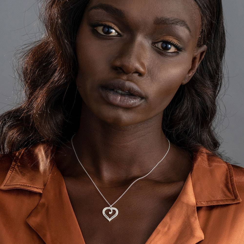 Engraved Diamond Necklace in Sterling Silver-3 product photo