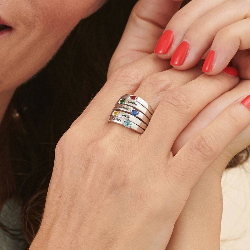 Five Stone Mothers Ring in Silver-3 product photo