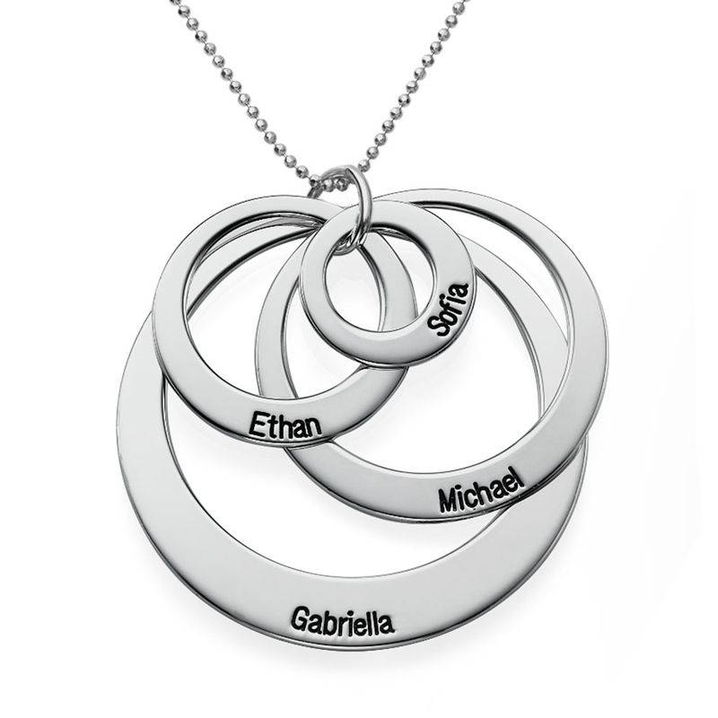 Four Open Circles Necklace with Engraving in 10K White Gold-4 product photo