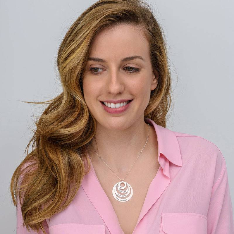 Four Open Circles Necklace with Engraving in 10K White Gold-3 product photo