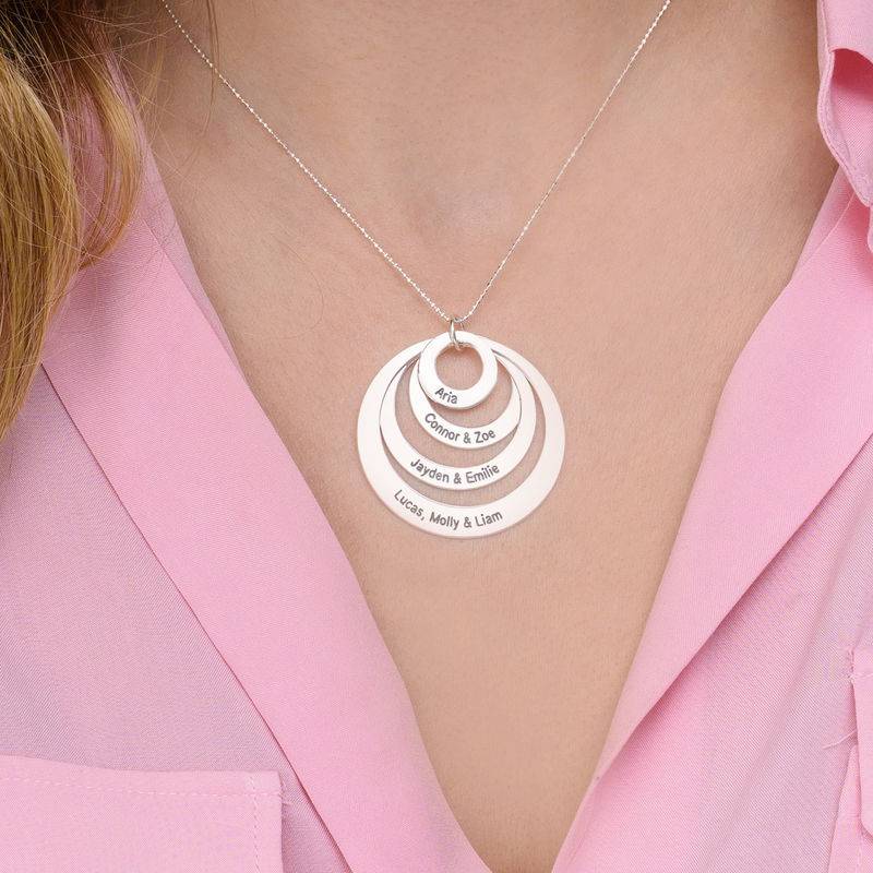 Four Open Circles Necklace with Engraving in 10K White Gold-2 product photo