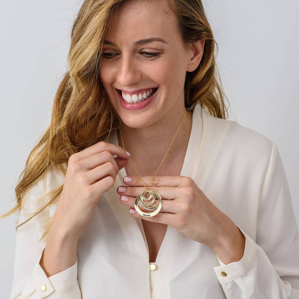 Four Open Circles Necklace with Engraving in 10K Yellow Gold-4 product photo