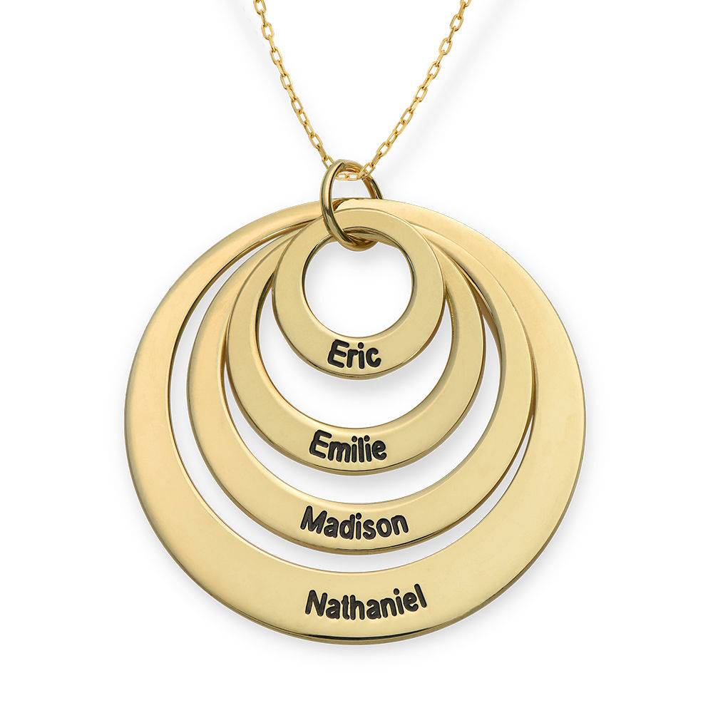 Four Open Circles Necklace with Engraving in 10K Yellow Gold-4 product photo