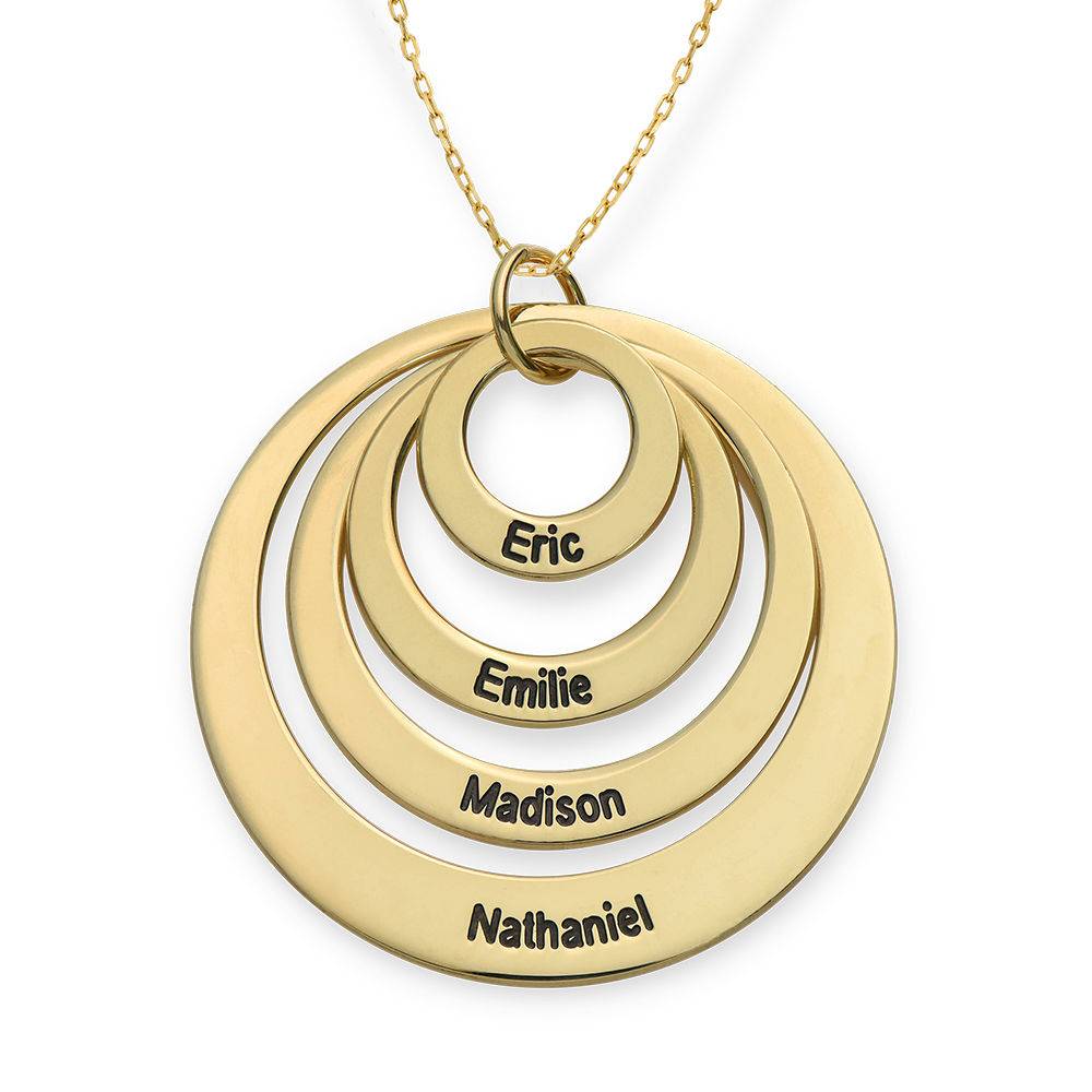 Four Open Circles Necklace with Engraving in 10K Yellow Gold-2 product photo