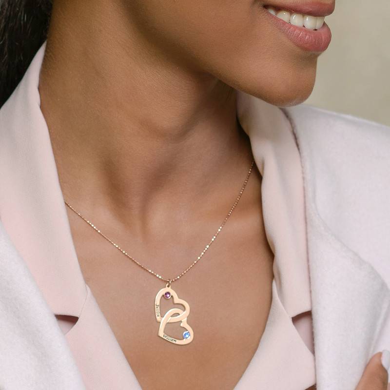 Gold Plated Heart in Heart Vertical Necklace-4 product photo