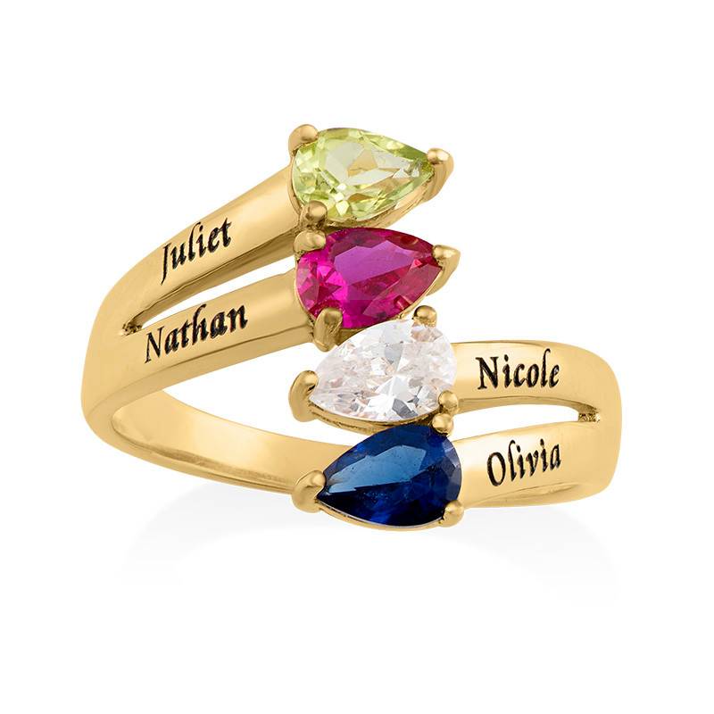 Gold Plated Mothers Ring with Four Birthstones-2 product photo