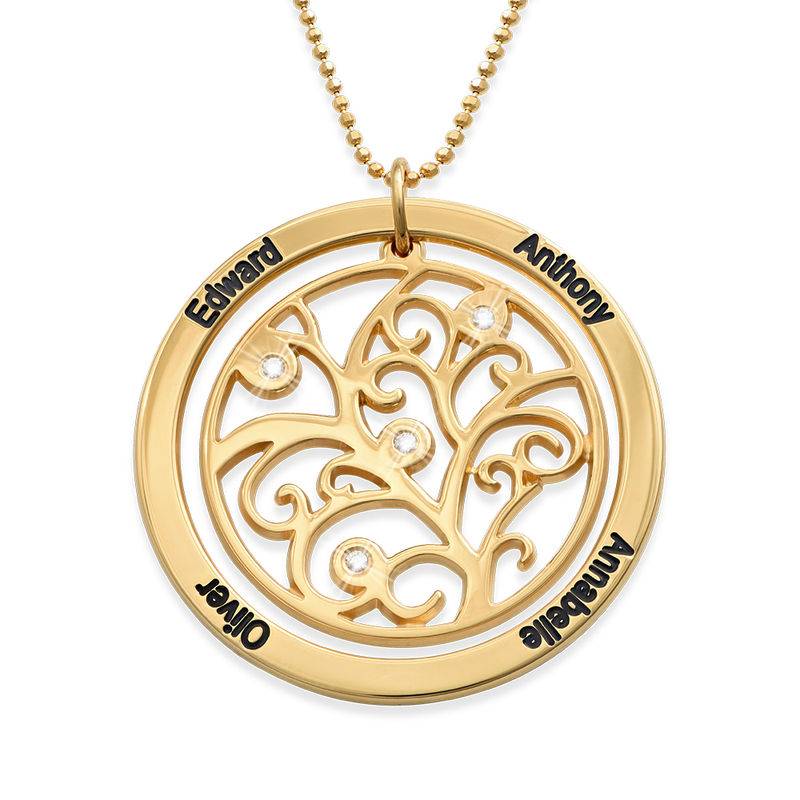 Gold Vermeil Family Tree Necklace With Diamonds-1 product photo