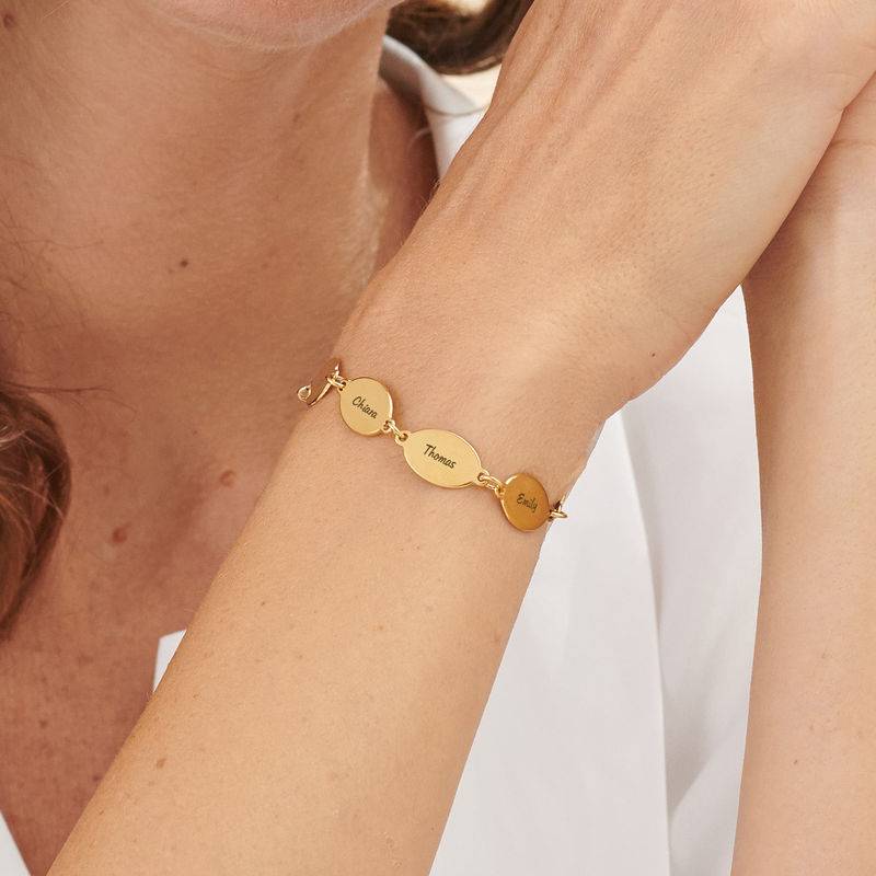 Gold Vermeil Mom Bracelet with Kids Names - Oval Design-6 product photo