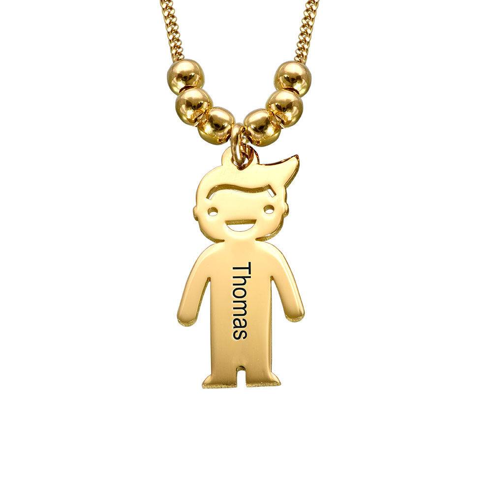 Personalized Kids Charm Necklace For Mom In Gold Vermeil-7 product photo