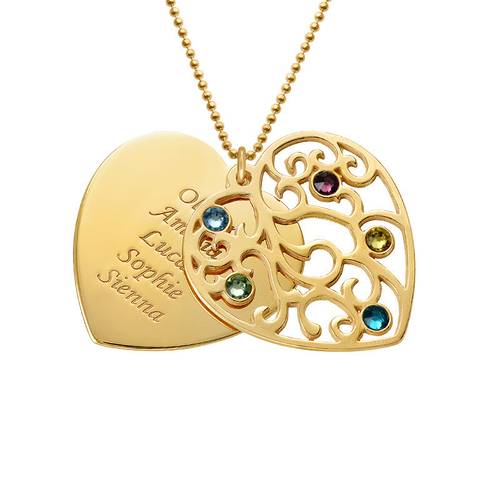 Gold Plated Heart Family Tree Necklace product photo