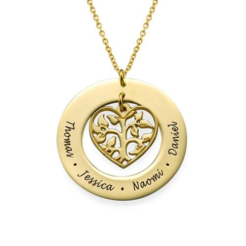 Gold Plated Cut Out Heart Family Tree Necklace product photo