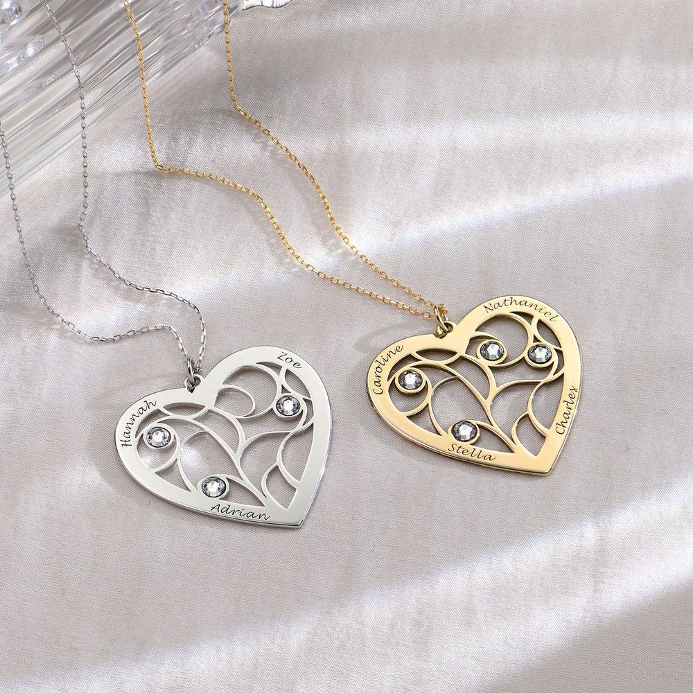 Engraved Heart Family Tree Necklace in Gold 10k-4 product photo