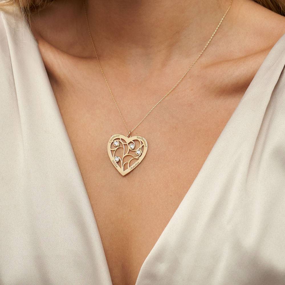 Engraved Heart Family Tree Necklace in Gold 10k-5 product photo