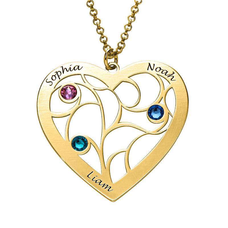 Engraved Heart Family Tree Necklace in Gold Plating-1 product photo