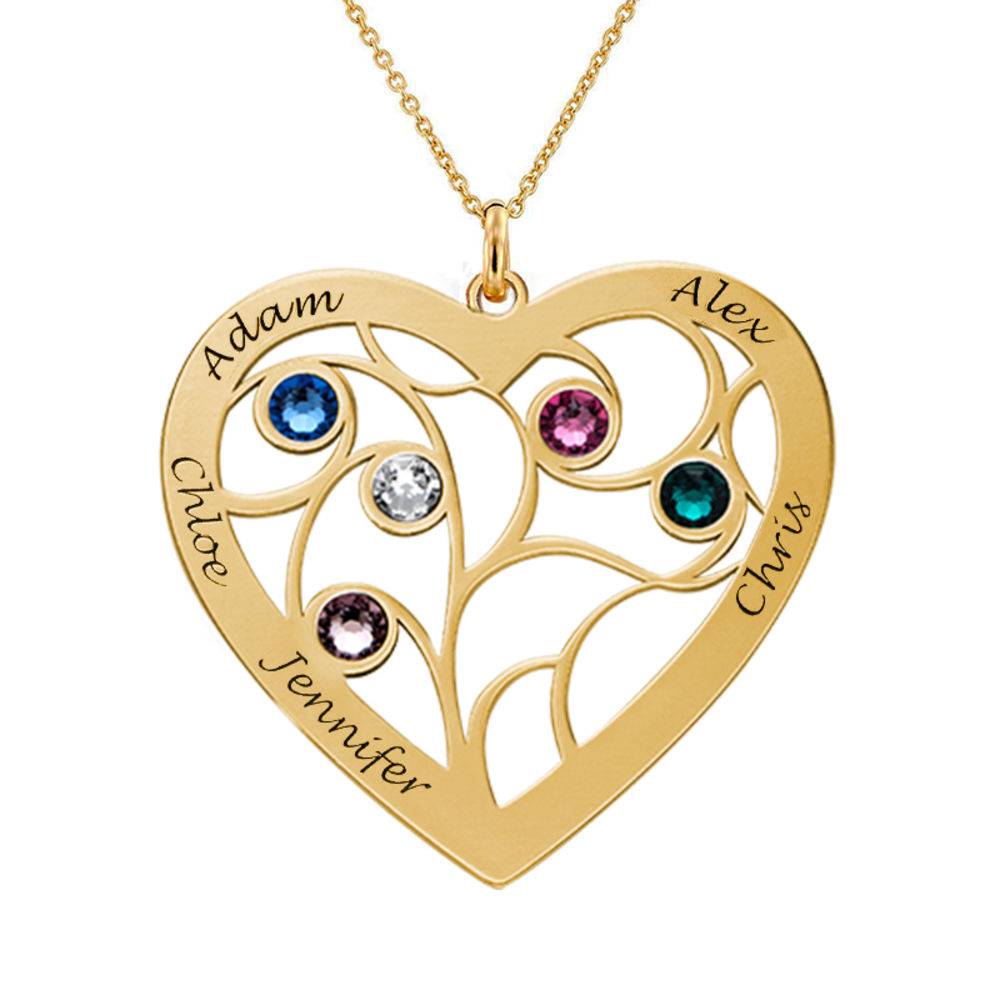 Engraved Heart Family Tree Necklace in Gold Plating-5 product photo